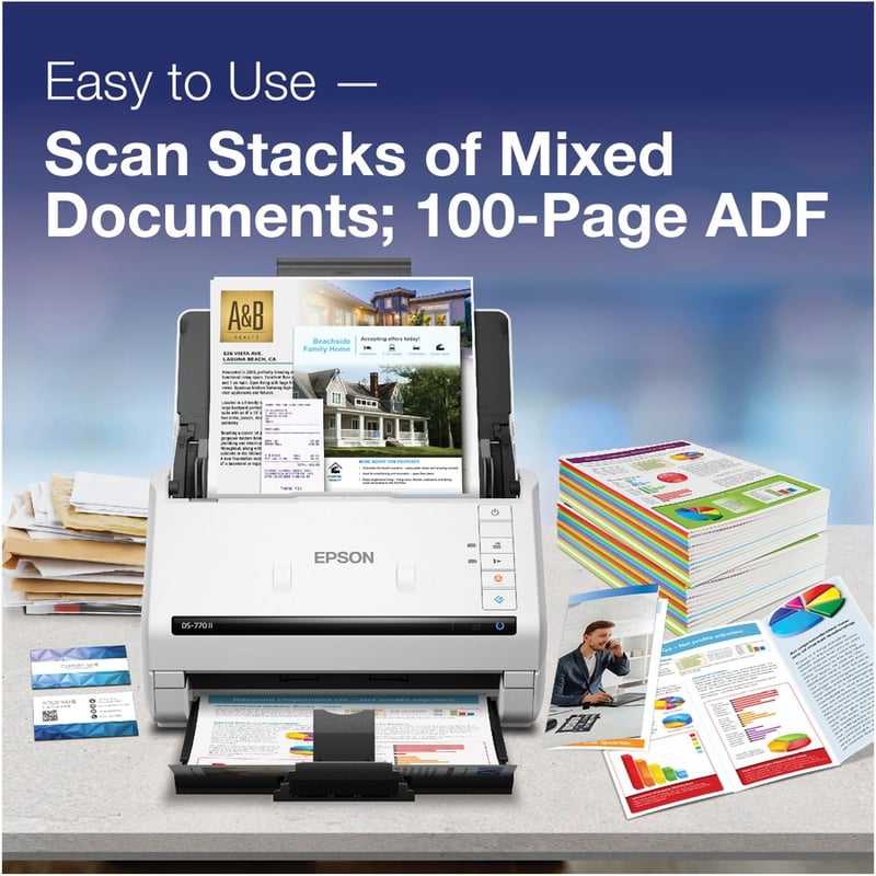 Epson DS-770 II Large Format Sheetfed Scanner - 600 dpi Optical - Thumbnail 4