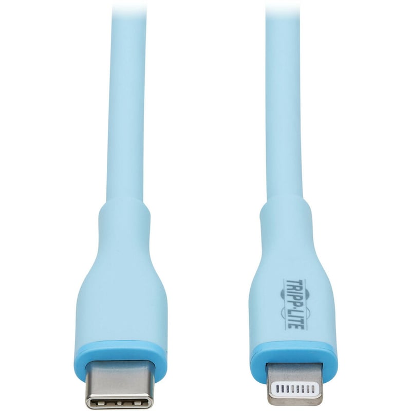 Eaton Tripp Lite Series Safe-IT USB-C to Lightning Sync/Charge Antibacterial Cable, Ultra Flexible, MFi Certified - USB 2.0 (M/M), Light Blue, 6 ft. (1.83 m) - Thumbnail 2