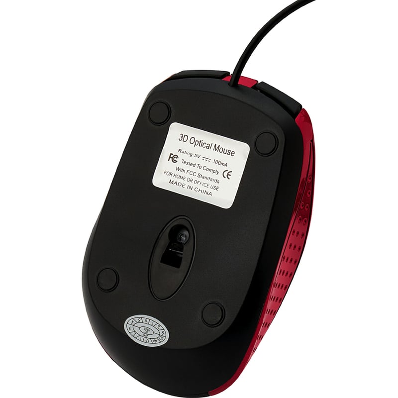 Verbatim Corded Notebook Optical Mouse - Red - Thumbnail 4