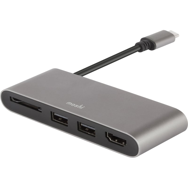Moshi USB-C Multimedia Adapter, HDMI 4K up to 30 Hz, USB-A x2, SD Card Reader, Aluminum Casings, Works with MacBook, MacBook Air, MacBook Pro, Surface - Thumbnail 1