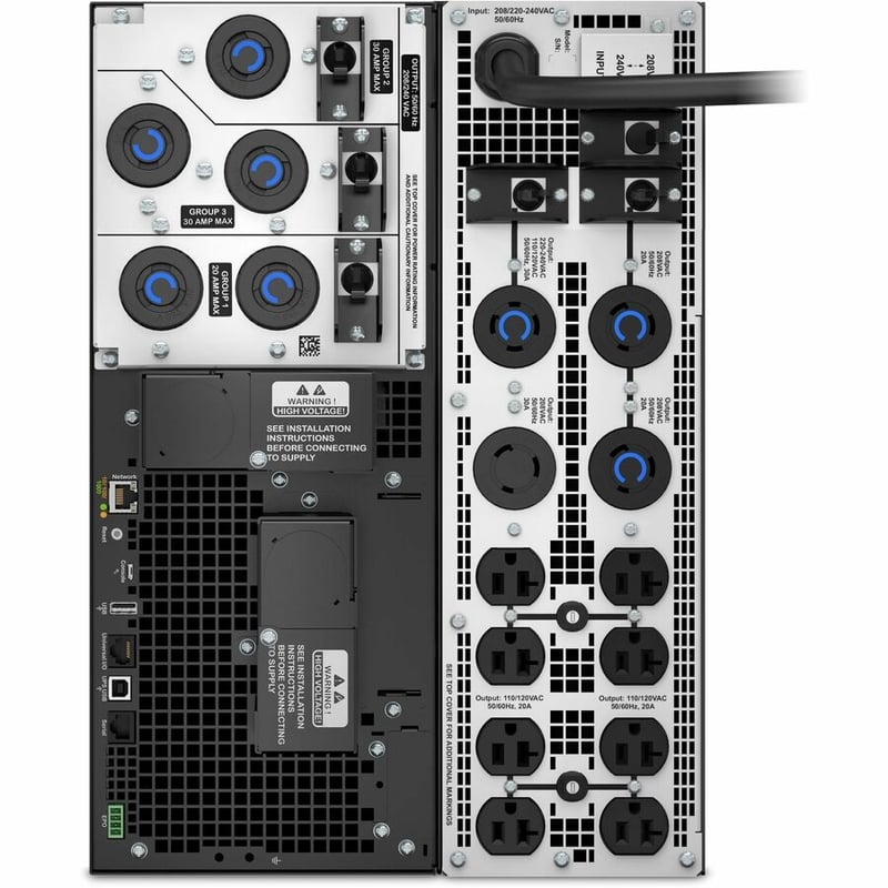 APC Smart-UPS On-Line, 6kVA/6kW, Tower, 208V, 8x 5-20R+4x L6-20R+3x L6-30R+1x L14-30R NEMA, NMC+SmartSlot, W/ transformer 208V to 120V, W/O rail kit - Thumbnail 3