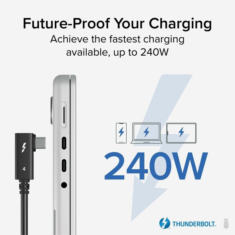 PLUGABLE THUNDERBOLT 4 240W EPR TBT4 USB4 240W CABLE RIGHT ANGLE - Thumbnail 3