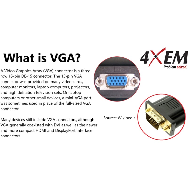 4XEM 6FT DisplayPort To VGA Adapter Cable - Black - Thumbnail 3