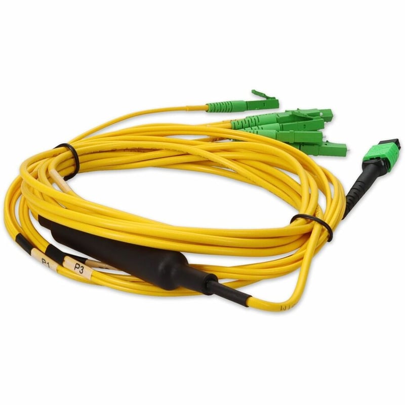 AddOn 2m MPO/APC to 4xALC Duplex (8xALC)/APC Yellow OS2 OFNR (Riser-Rated) 8-Strand SMF Fiber Fanout Cable - Thumbnail 5