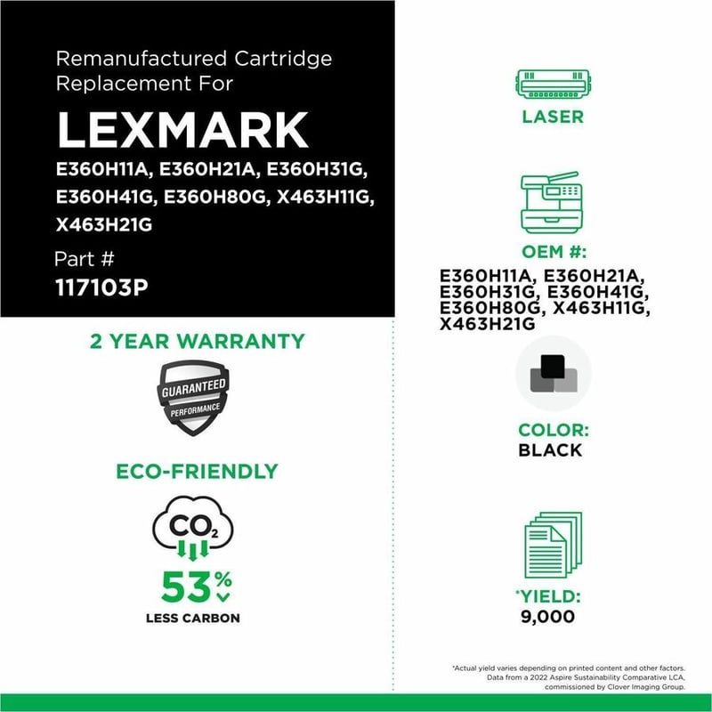 Clover Imaging Remanufactured High Yield Toner Cartridge for Lexmark E360/E460/E462/X463/X464/X466 - Thumbnail 3