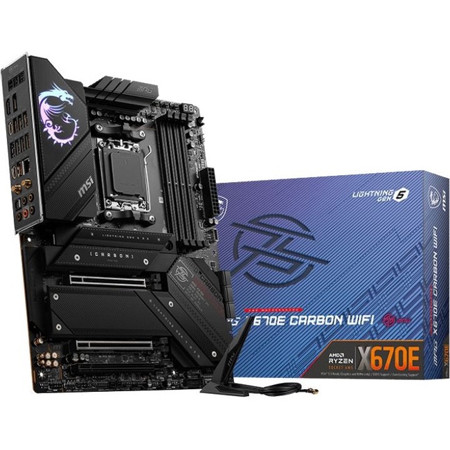 MSI MPG X670E CARBON WIFI Gaming Desktop Motherboard - AMD X670 Chipset - Socket AM5 - ATX - Thumbnail 1