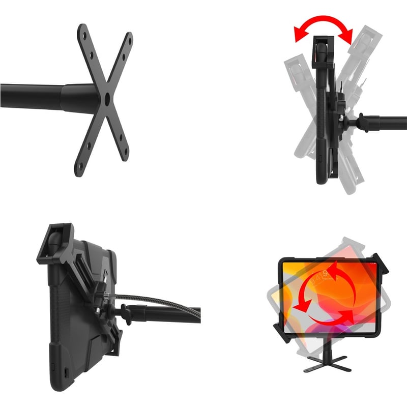 CTA Digital Security VESA and Wall Mount with 5 Extender Pole for 7-14 Tablets (Black) - Thumbnail 2