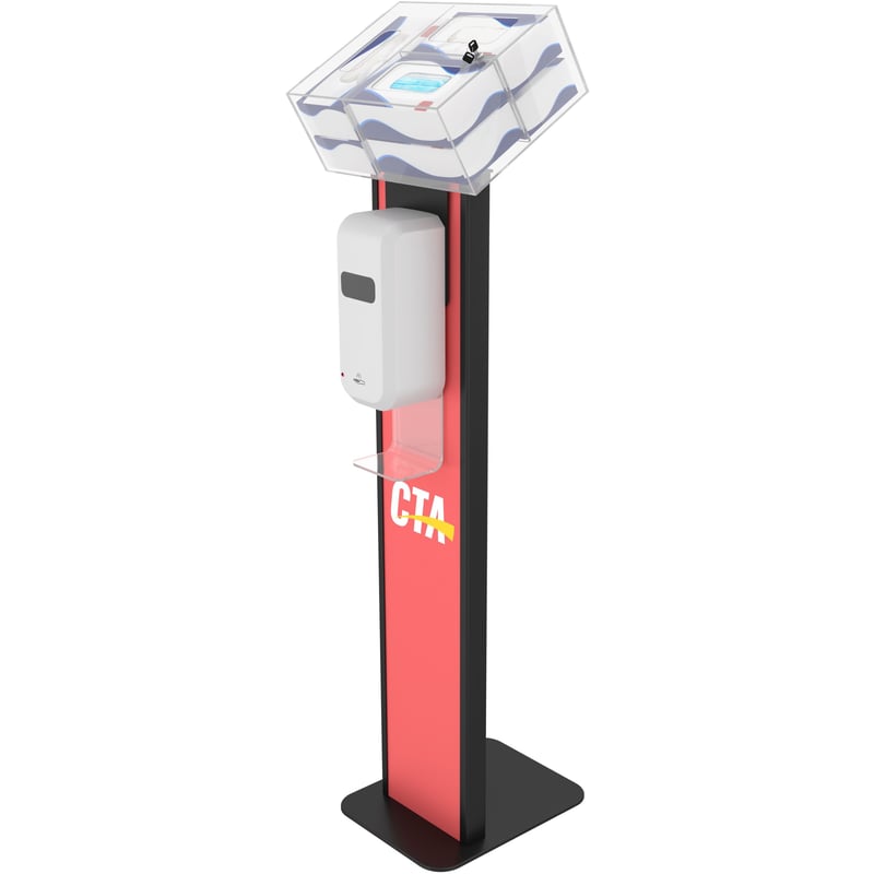 CTA Digital Premium Locking Sanitizing Station Stand with Graphic Card Slot (Black) - Thumbnail 1