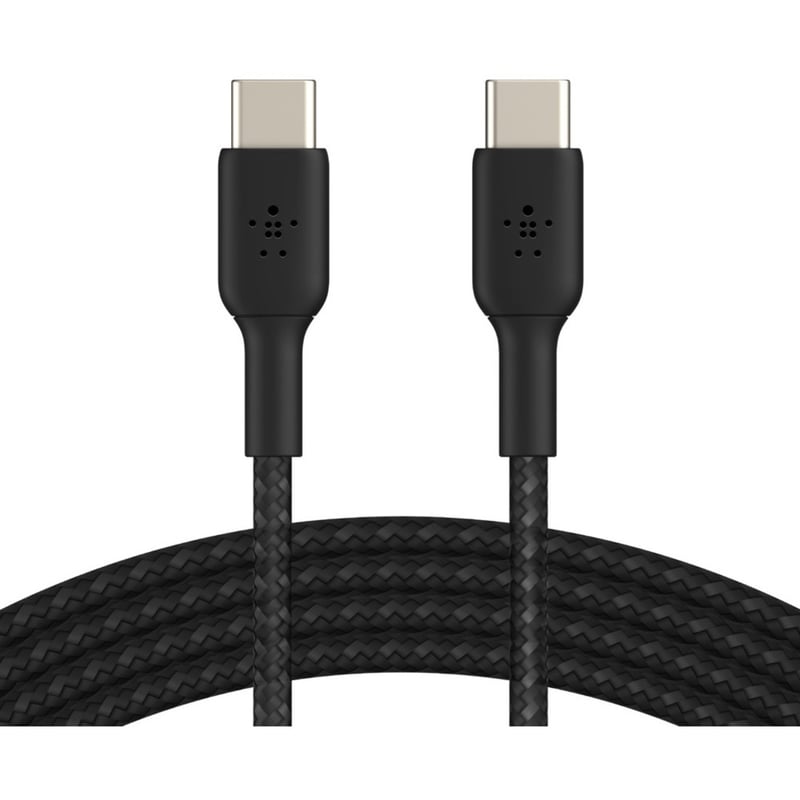 Belkin 60W USB-C to USB-C Cable - 480 Mbps - Nylon, Braided - M/M - 2m/6.6ft - Black - Thumbnail 1