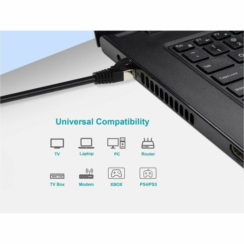 MONOPRICE CAT8 25FT BLACK PATCH CABLE DOUBLE SHIELDED (S/FTP) 28AWG 2GHZ 40G PUR - Thumbnail 5