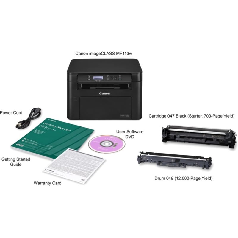 Canon imageCLASS MF113w Laser Multifunction Printer-Monochrome-Copier/Scanner-23 ppm Mono Print-600x400 dpi Print-Automatic Duplex Print-150 sheets Input-Color Flatbed Scanner-600 dpi Optical Scan-Wireless LAN-Apple AirPrint-Canon PRINT Business - Thumbnail 5
