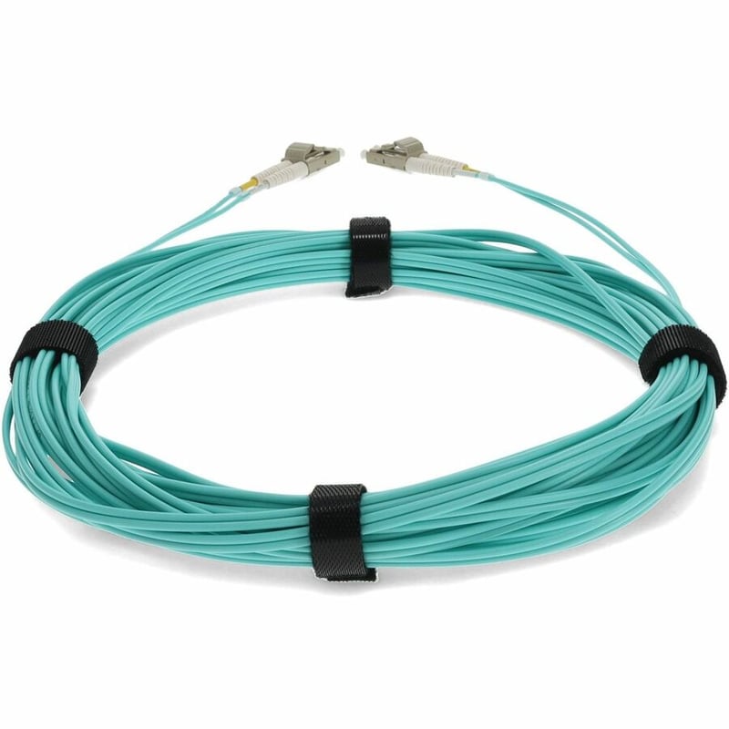 AddOn 10m LC to LC Aqua OM4 Duplex Microboot, Snagless OFNR (Riser-Rated) Fiber Patch Cable - Thumbnail 4