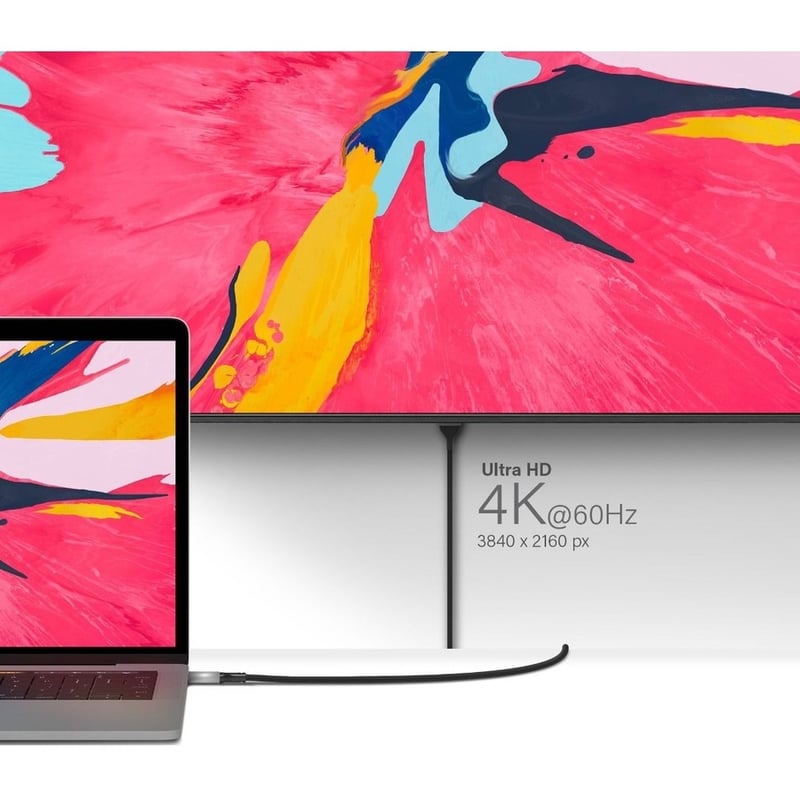 Alogic USB-C (Male) to HDMI (Male) Cable - Ultra Series - 4K 60Hz - Space Grey - 1m - Thumbnail 3
