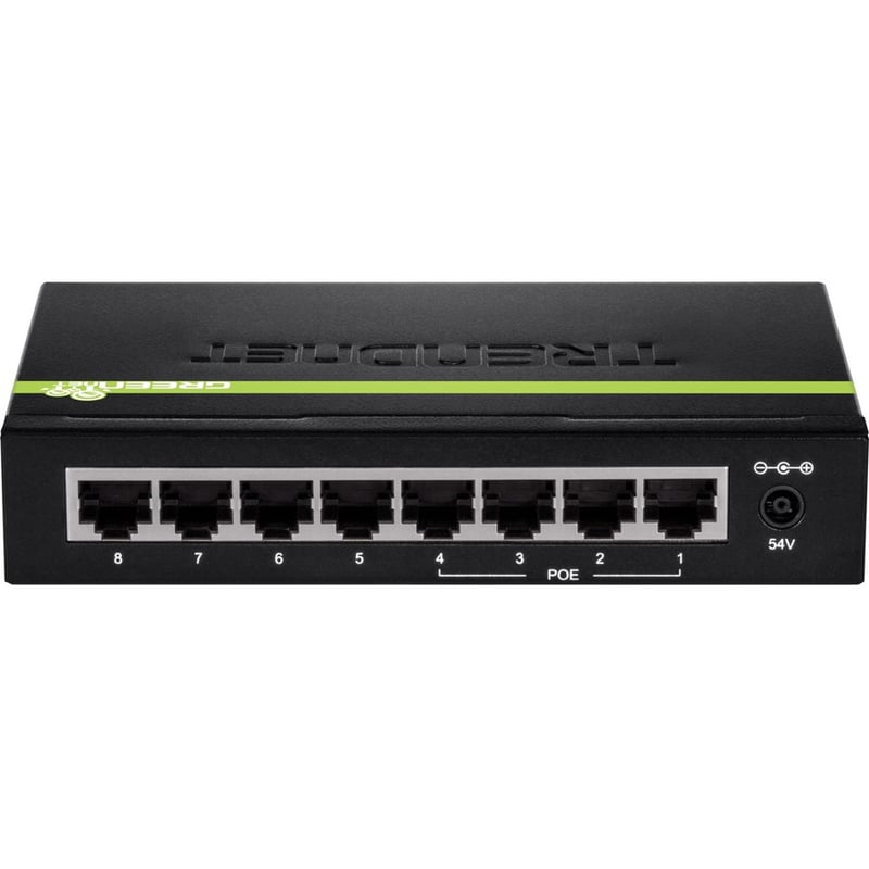 TRENDnet 8-Port Gigabit GREENnet PoE+ Switch, 4 x Gigabit PoE-PoE+ Ports, 4 x Gigabit Ports, 61W Power Budget, 16 Gbps Switch Capacity, Ethernet Unmanaged Switch, Lifetime Protection, Black, TPE-TG44G - Thumbnail 2