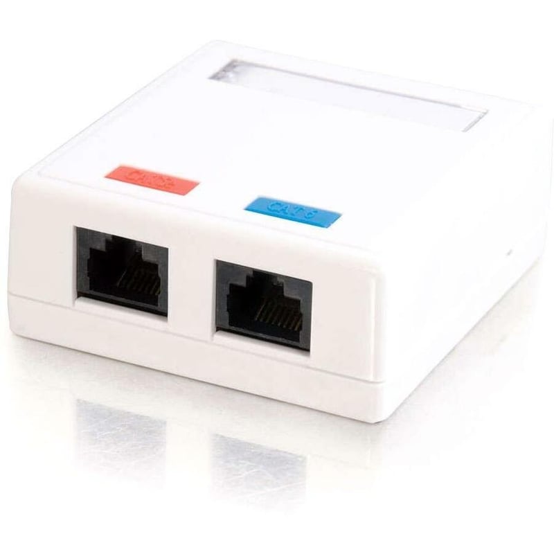 C2G 2-Port Cat5E Surface Mount Box - White - Thumbnail 1
