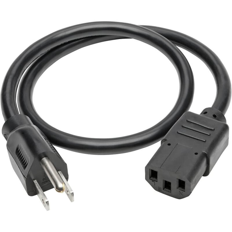 Eaton Tripp Lite Series Desktop Computer AC Power Cable, NEMA 5-15P to C13 - 13A, 125V, 16 AWG, 2 ft. (0.61 m), Black - Thumbnail 2