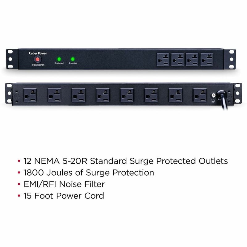CyberPower RKBS20S4F8R Rackbar 12 - Outlet Surge Protector with 1800 J Surge Suppression - Thumbnail 3