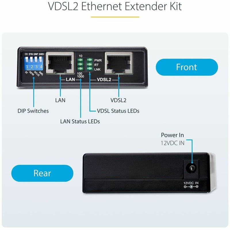 StarTech.com VDSL2 Ethernet Extender Kit, Network Extension Up to 0.6mi (1km), Long Range LAN Repeater over RJ11/CAT5e/CAT6, Up to 300Mbps - Thumbnail 3