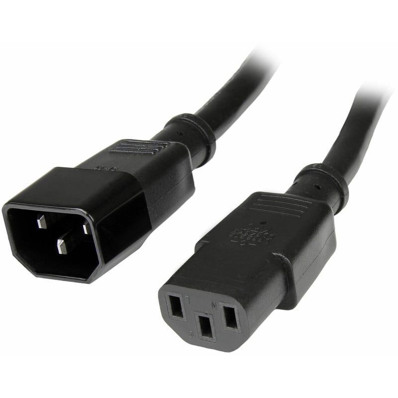 StarTech.com 1ft (0.3m) Power Extension Cord, C14 to C13, 10A 125V, 18AWG, Computer Power Cord Extension, Power Supply Extension Cable - Thumbnail 1