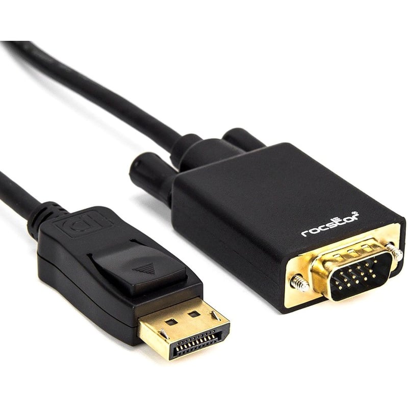 Rocstor Premium 6 ft DisplayPort to VGA Cable M/M- DisplayPort to VGA Supporting 1920x1200 1080p at 60Hz - DP/VGA cable for Notebook, Computers, Projector, TV, Video Device - 6 ft (1.83m) - 1 Retial Pack - Gold Platted - 1 x Displ - Thumbnail 2