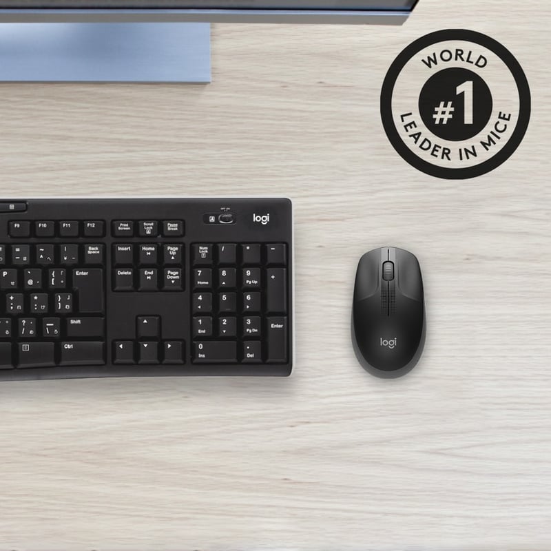 Logitech Wireless Mouse M190 - Full Size Ambidextrous Curve Design, 18-Month Battery with Power Saving Mode, Precise Cursor Control & Scrolling, Wide Scroll Wheel, Thumb Grips (Charcoal) - Thumbnail 4