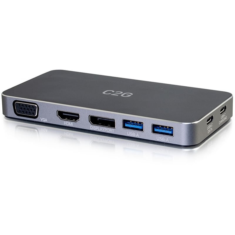 C2G USB C Docking Station - Dual Monitor Docking Station with 4K HDMI, DP, and VGA - Power Delivery up to 100W - Thumbnail 2