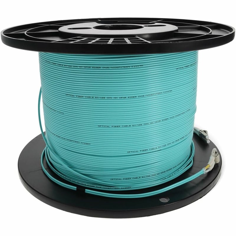 AddOn 300m LC to LC Aqua OM4 Duplex OFNR (Riser-Rated) TAA Fiber Patch Cable