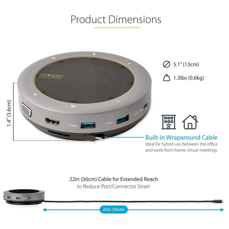 USB-C CONFERENCE SPEAKER MINI DOCK PORTABLE MULTIPORT ADAPTER - Thumbnail 3
