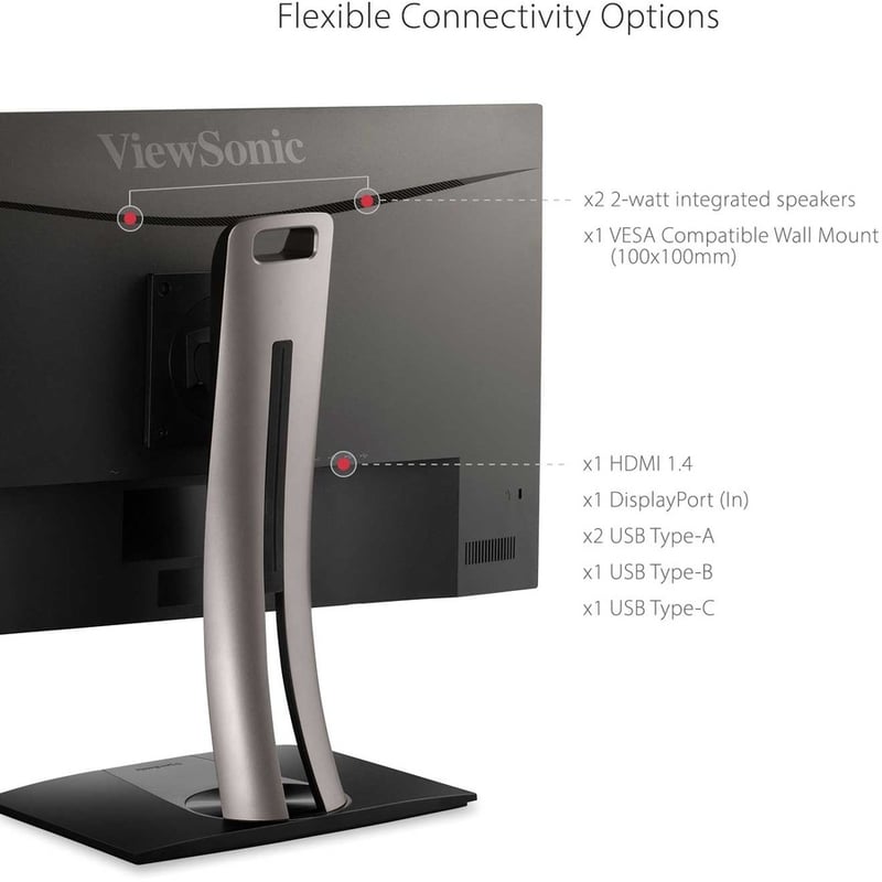 ViewSonic VP2756-2K 27 Inch Premium IPS 1440p Ergonomic Monitor with Ultra-Thin Bezels, Color Accuracy, Pantone Validated, HDMI, DisplayPort and USB C for Professional Home and Office