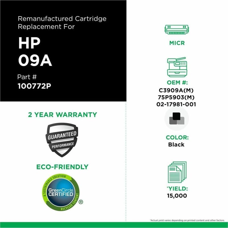 Clover Imaging Remanufactured MICR Toner Cartridge for HP C3909A, TROY 02-17981-001 - Thumbnail 3