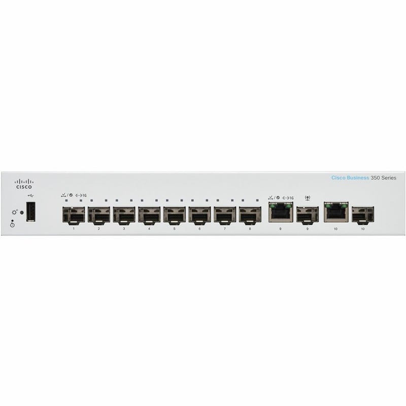 CBS350 MANAGED 8-PORT SFP, EXT PS, 2X1G COMBO REMANUFACTURED - Thumbnail 2