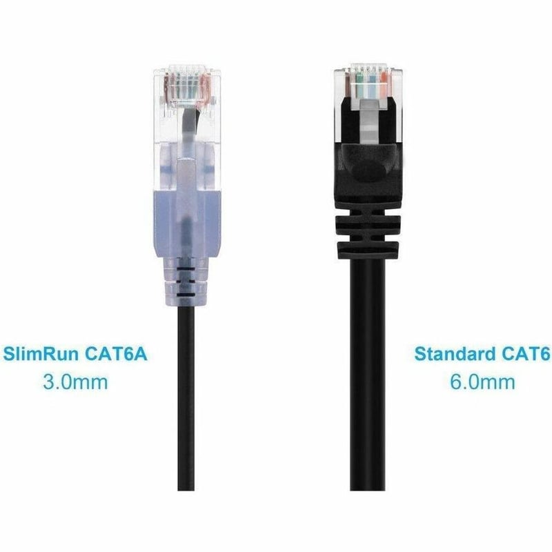 MONOPRICE 10-PACK_ SLIMRUN CAT6A ETHERNET NETWORK PATCH CABLE_ 10G - 25FT BLACK - Thumbnail 2