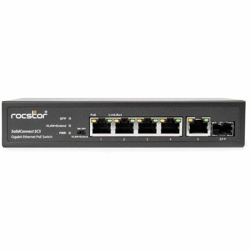 Rocstor 5-Port Gigabit Rackmount PoE Switch - Thumbnail 4
