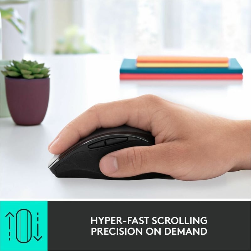 Logitech M705 Marathon Wireless Mouse, 2.4 GHz USB Unifying Receiver, 1000 DPI, 5-Programmable Buttons, 3-Year Battery, Compatible with PC, Mac, Laptop, Chromebook - Black - Thumbnail 3