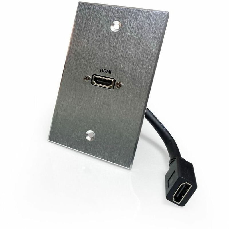 HDMI SINGLE GANG PASS THRU W/ PIGTAIL SINGLE GANG ALUMINUM WALLPL - Thumbnail 1