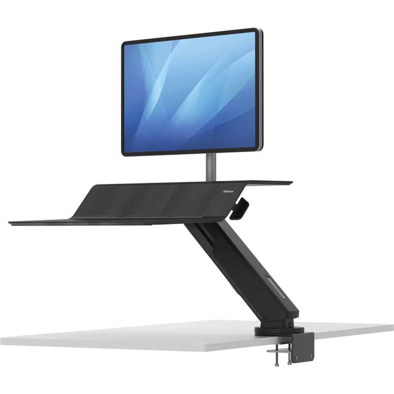 Fellowes Lotus™ RT Sit-Stand Workstation Black Single - Thumbnail 1