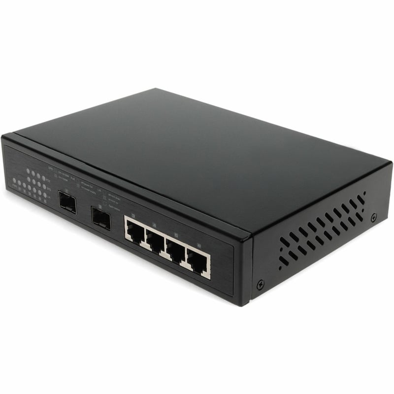 AddOn 10/100/1000Base-TX(RJ-45) x4 to 2 Open SFP Port POE+ Media Converter - Thumbnail 1