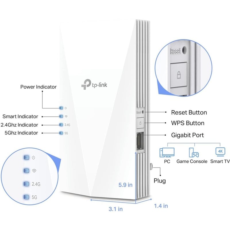 TP-Link RE600X - WiFi 6 Extender - Internet Booster - Thumbnail 3