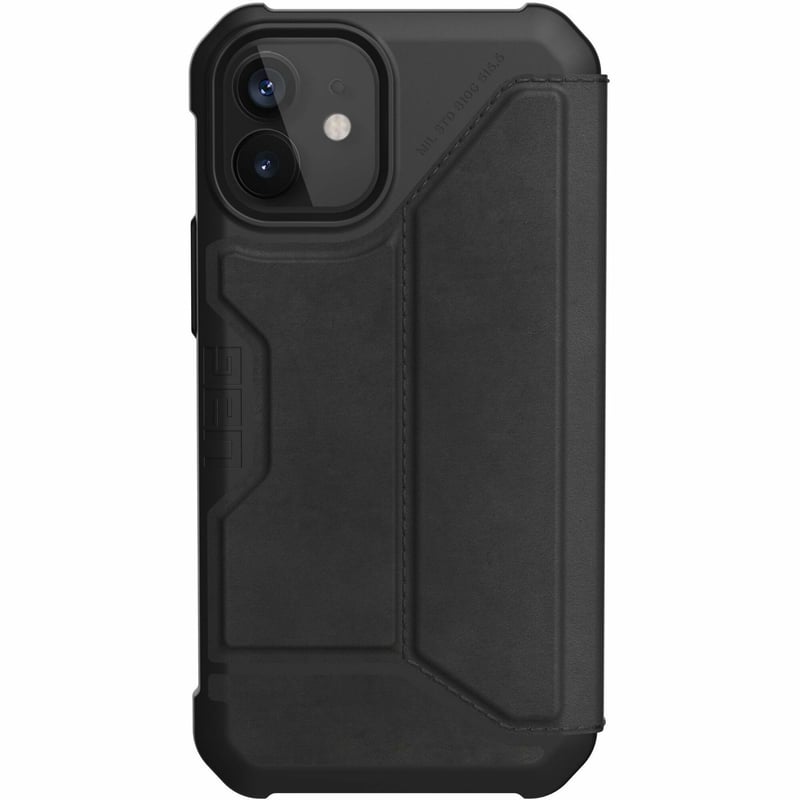 Urban Armor Gear Metropolis Carrying Case (Folio) Apple iPhone 12 mini Smartphone - LTHR ARMR Black - Thumbnail 1