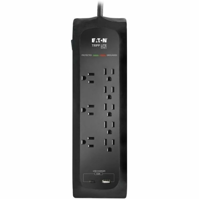 8-OUTLET SURGE PROTECTOR 5-15R 2400J 2 USB CHARGING PORTS 8FT CORD - Thumbnail 5