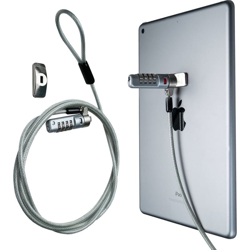 CTA Digital Combination Lock Security Cable and Adhesive Plate - Galvanized Steel, Metal - 5.83 ft - For Notebook, Tablet, Desktop Computer, Smartphone FOR IPAD PRO 12.9 - Thumbnail 4