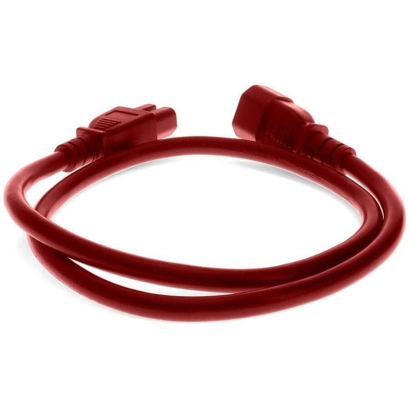 AddOn 1ft C14 Male to C15 Female 14AWG 100-250V at 15A Red Power Cable - Thumbnail 4