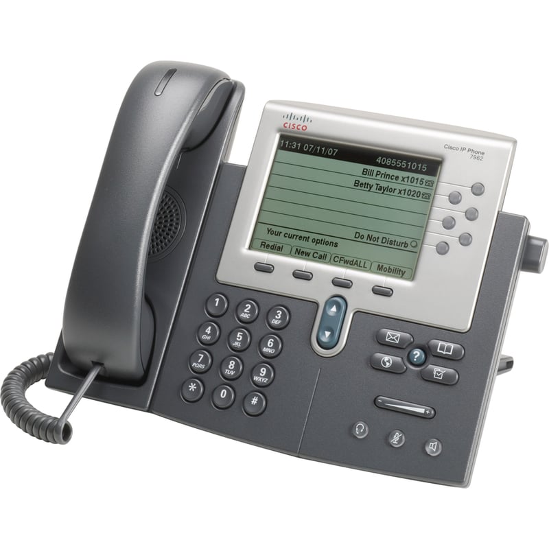 Cisco Unified 7962G IP Phone - Refurbished - Wall Mountable, Desktop - Dark Gray, Silver - Thumbnail 3