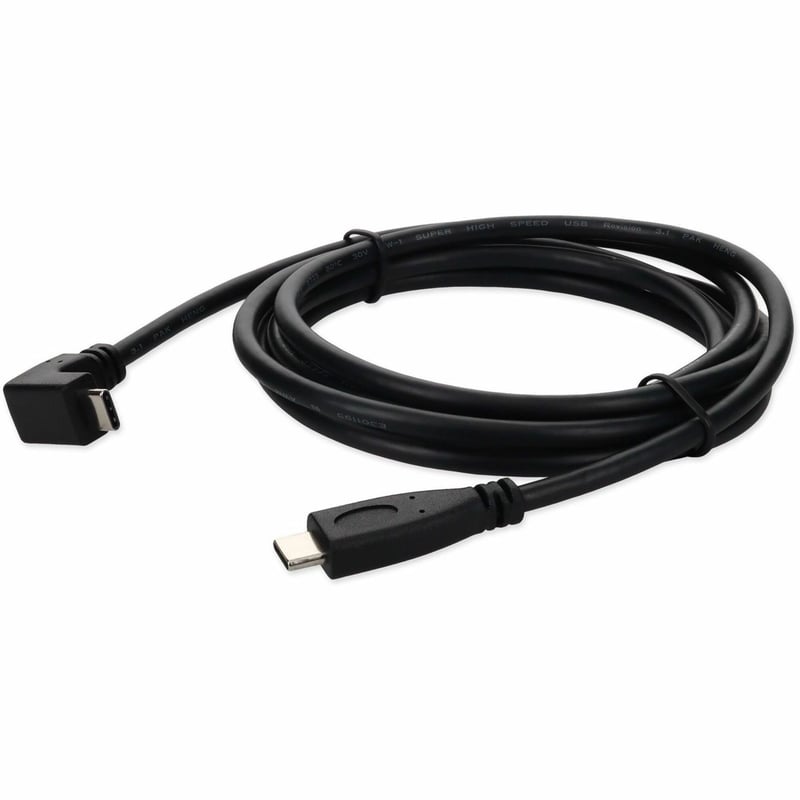 6ft (2m) USB-C 3.1 (Male) to USB-C 3.1 (Male) Right Angled Black Cable - Thumbnail 1