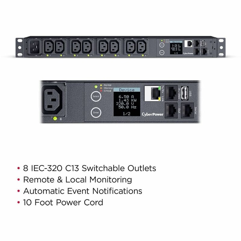 CyberPower PDU41005 Single Phase 100 - 240 VAC 20A Switched PDU - Thumbnail 2