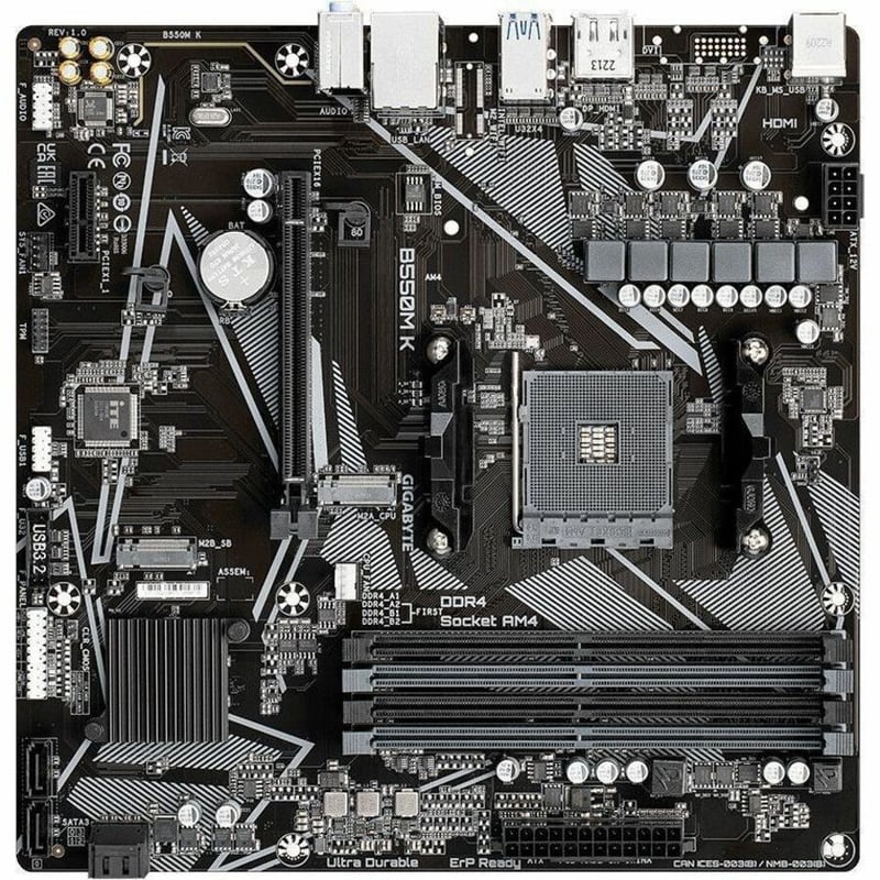 Gigabyte Ultra Durable B550M K Desktop Motherboard - AMD B550 Chipset - Socket AM4 - Micro ATX - Thumbnail 4