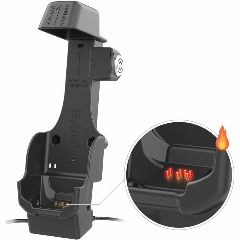 RAM Mounts Locking Powered Dock + Single USB-A for Zebra TC8300 - Heated Pins - Thumbnail 2