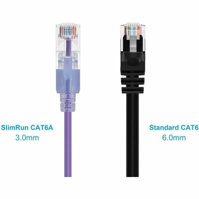 MONOPRICE SLIMRUN CAT6A ETHERNET PATCH CABLE - SNAGLESS RJ45_ UTP_ PURE BARE COP - Thumbnail 2