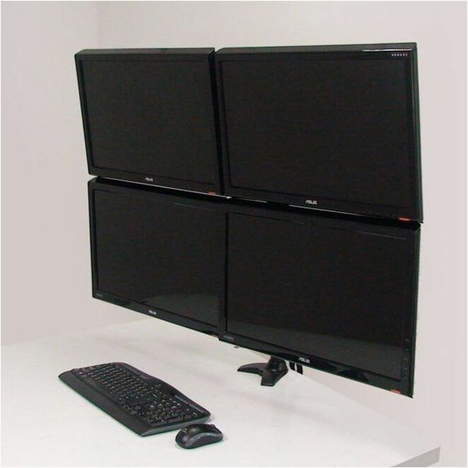 Amer Mounts Quad Monitor Grommet Mount Supports Flat Panel Sizes 15" to 24" AMR4P - Thumbnail 2