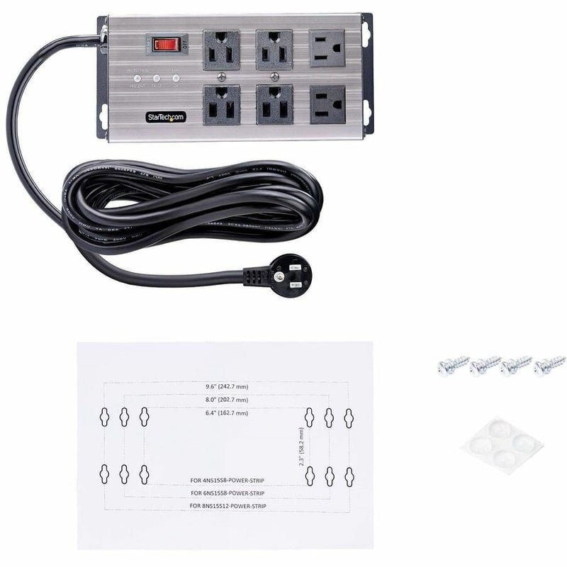 6-PORT INDUSTRIAL POWER STRIP - SURGE PROTECTION MOUNTABLE PDU